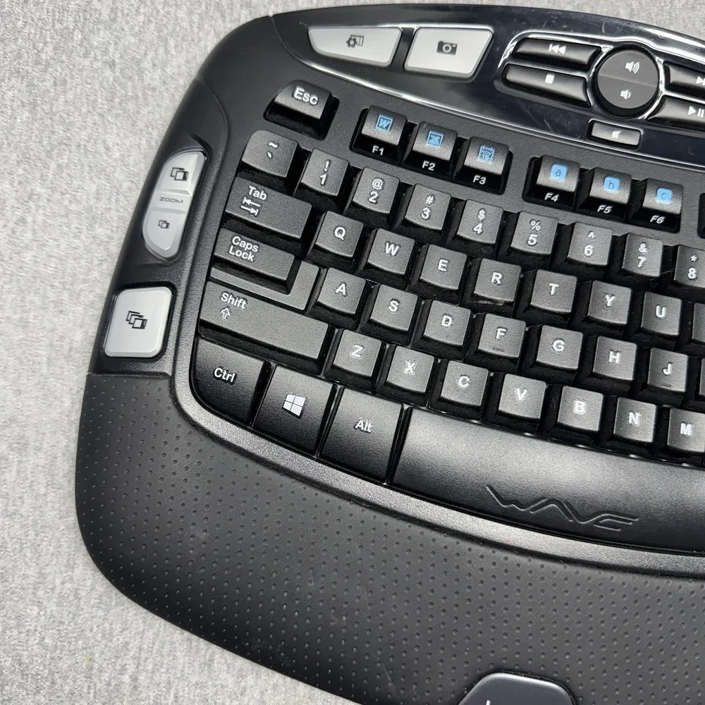 Logitech K350 Wireless Wave Keyboard Tested Working No Dongle Ergonomic Black